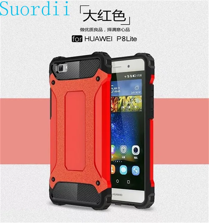 

100 Pcs Heavy Hockproof Hybrid Armor Cases For Huawei P9 Lite P9 P9 Plus Dual Layer Luxury Plastic Phone Back Cover Case