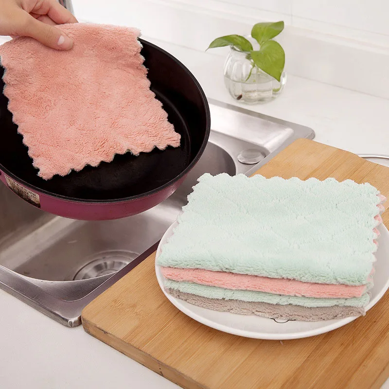 

Kitchen thick rag absorbent water lint non-stick oil wipe table towel household dishwashing cleaning cloth