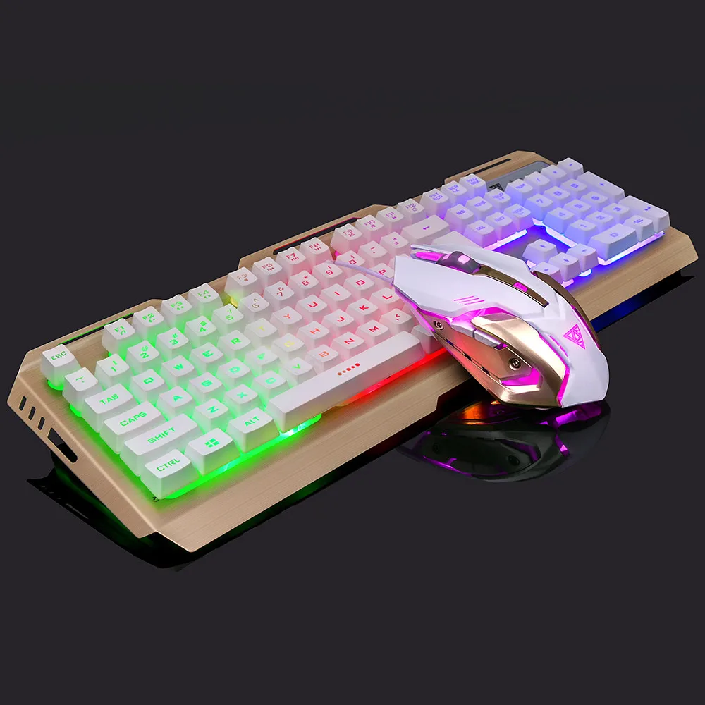 Игровая клавиатура Механическая клавиатура и мышь V1 104 ключ USB проводной RGB светодиодный Backl геймерская мышь и клавиатура Комплект для дома и офиса