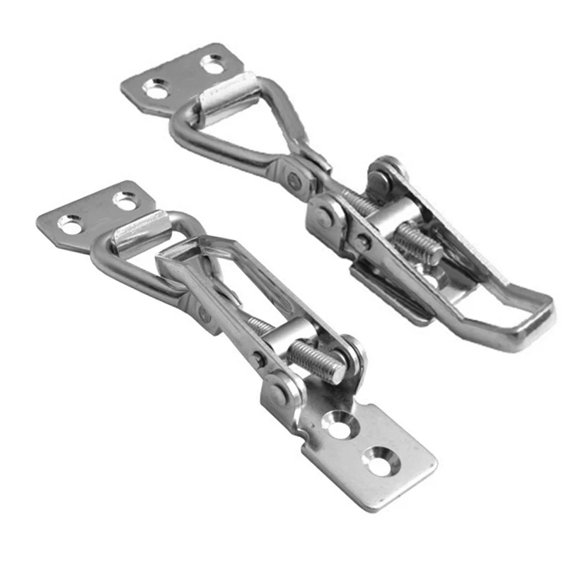

2Pcs 304Stainless Steel Adjustable Toggle Latch With 2 Mounting Holes Catch Lock Speed Clamp Bolt Wooden Box Buckle Latch