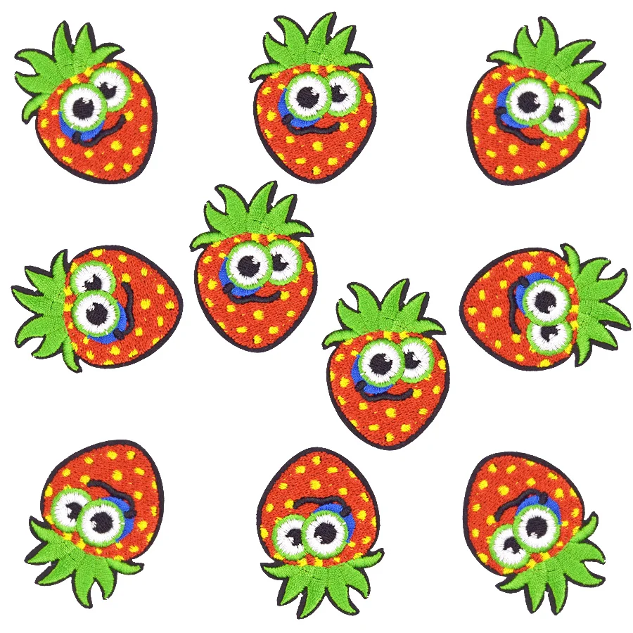 10PCS Delicious Cute Strawberry Patches for Accessories Striped