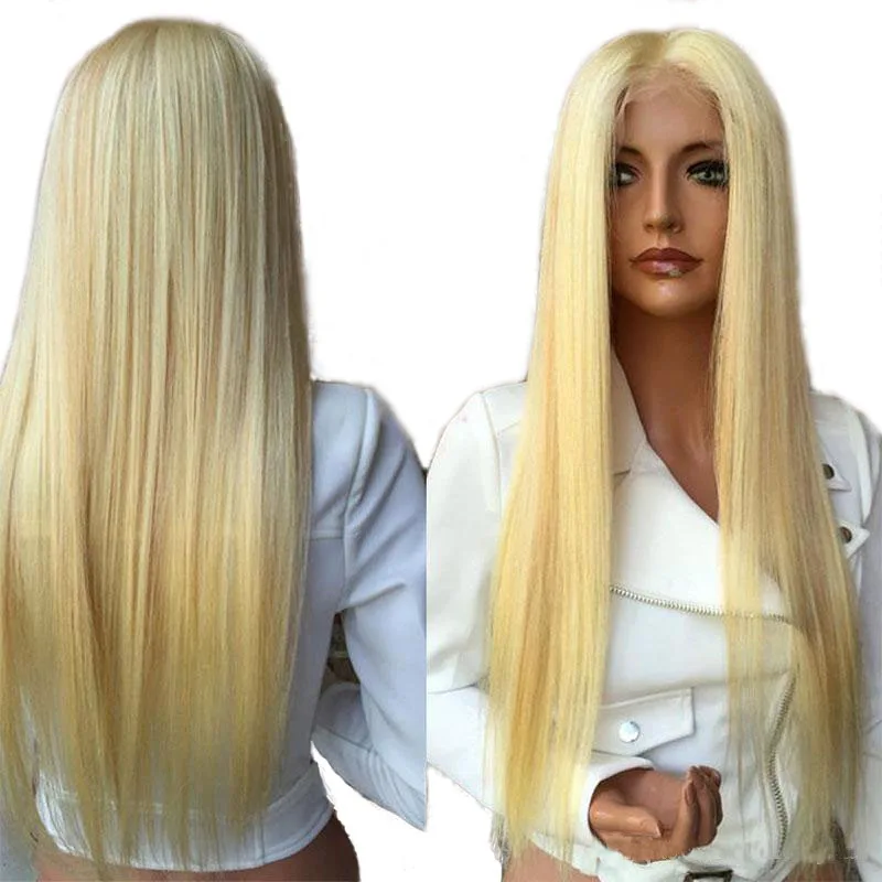

SimBeauty Honey Blonde Human Hair 13x6 Lace Frontal Wigs Color 613# Long Straight Brizilian Remy Pre Plucked With Baby Hair