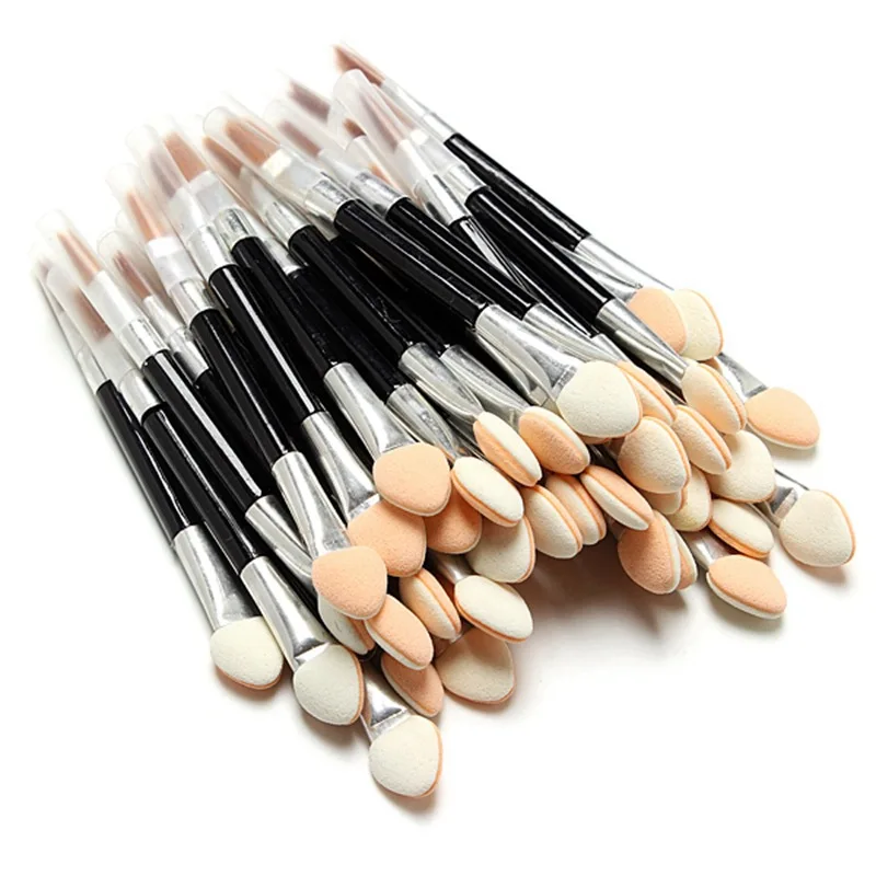 

10pcs Eyeshadow Applicator Pro Sponge Double Ended Make Up Supplies Portable Eye Shadow Brushes Nail Mirror Powder Brush