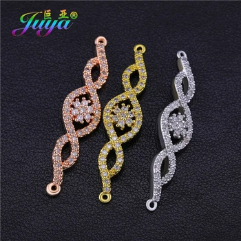 

Juya Women's Jewelry Material Micro Pave Zircon Lucky Flower Charm Connectors Accessories For Hand made Earring Bracelet Making