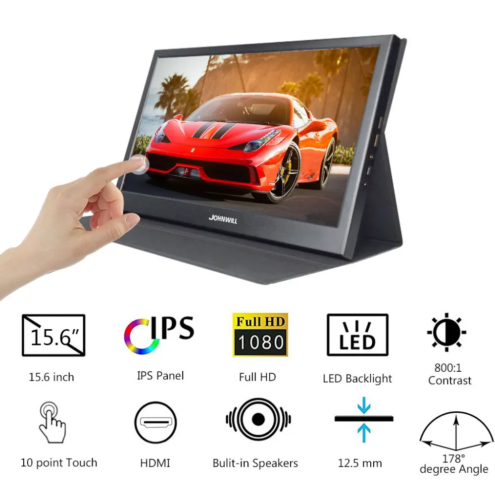 

15.6 inch IPS Monitor 1920*1080 Resolution PC HDMI LCD Touch Screen Thickness Portable Display for Raspberry Pi PS3 PS4 Switch