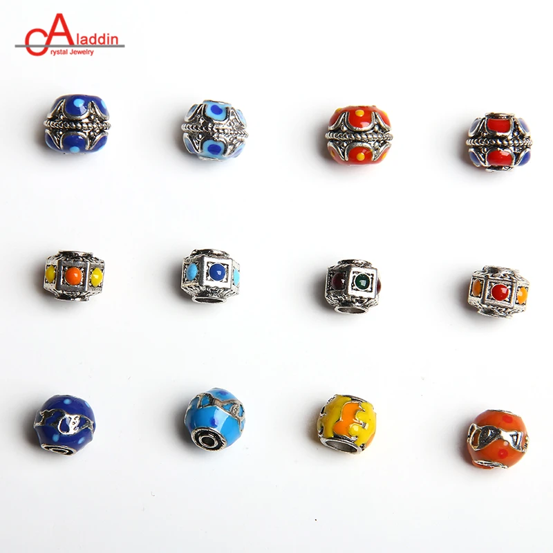 

Aladdin flowers Bead Caps Hot Jewelry Findings Metal Alloy enamel cloisonne DIY Bracelet Necklace Charm Accessories 553-564