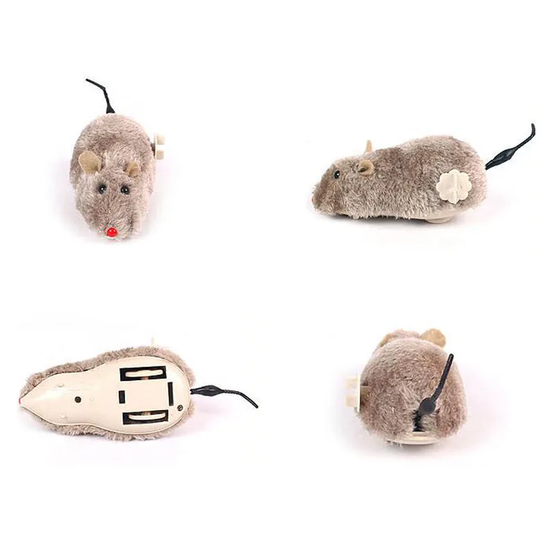 Hot Creative Funny Clockwork Spring Power Plush Mouse Toy multi color Cat Dog Playing Toy Mechanical Motion Rat Pet Accessories