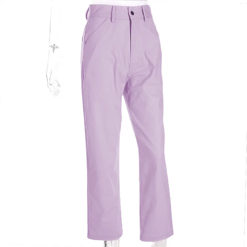 BOOFEENAA уличные модные фиолетовые брюки карго, женские повседневные свободные брюки с поясом и боковыми карманами, хлопок, C84-AH25