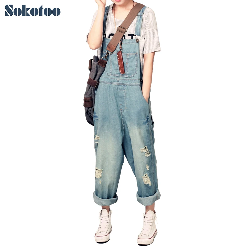 baggy denim overalls women's