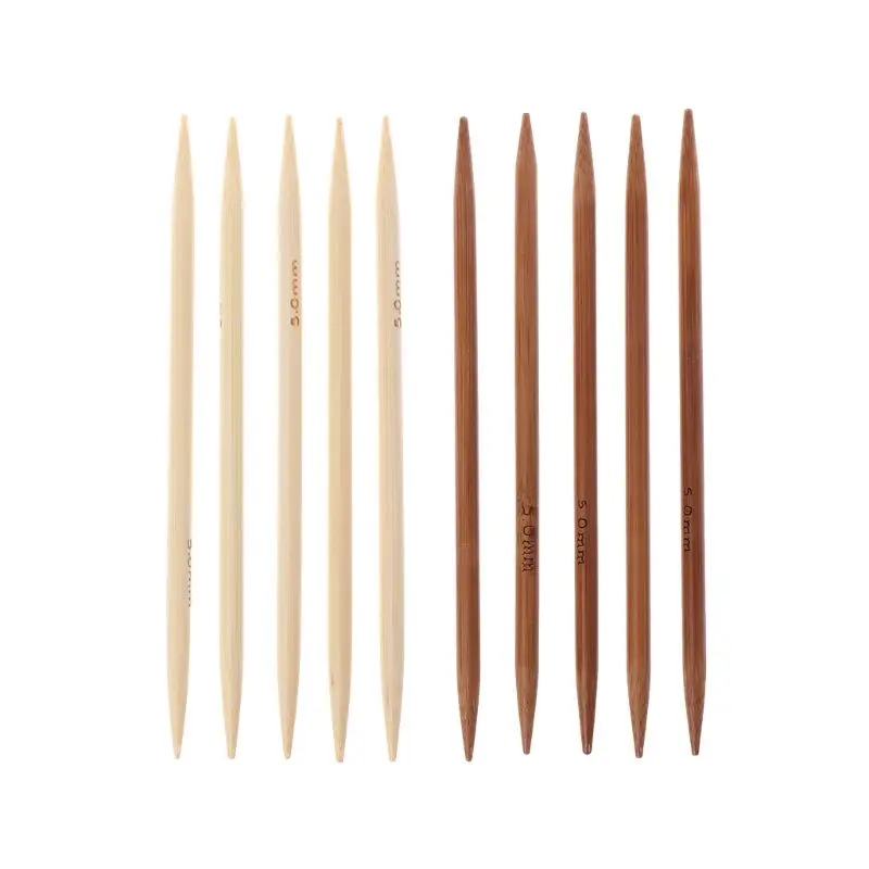 

55Pcs In 11Sizes Smooth Carbonized Bamboo Double Pointed Knitting Needles Set Bleached Craft Tools
