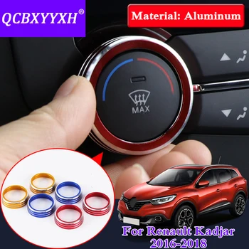 

QCBXYYXH Car Sequin For Renault Kadjar 2016-2018 Car Styling Air Conditioning Knob Ring Cover Internal Sticker Accessory