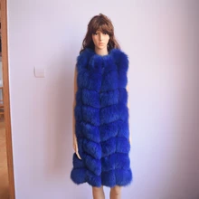 Real Fur Vest Time limited O neck 90cm Natural Real Fox New 2017 Winter Long Thick