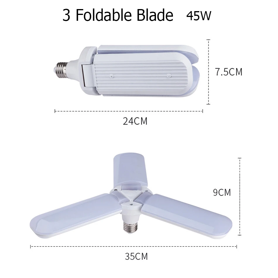 60 Вт E27 Светодиодный светильник супер яркий Складной вентилятор угол лезвия Регулируемая потолочная лампа домашние энергосберегающие