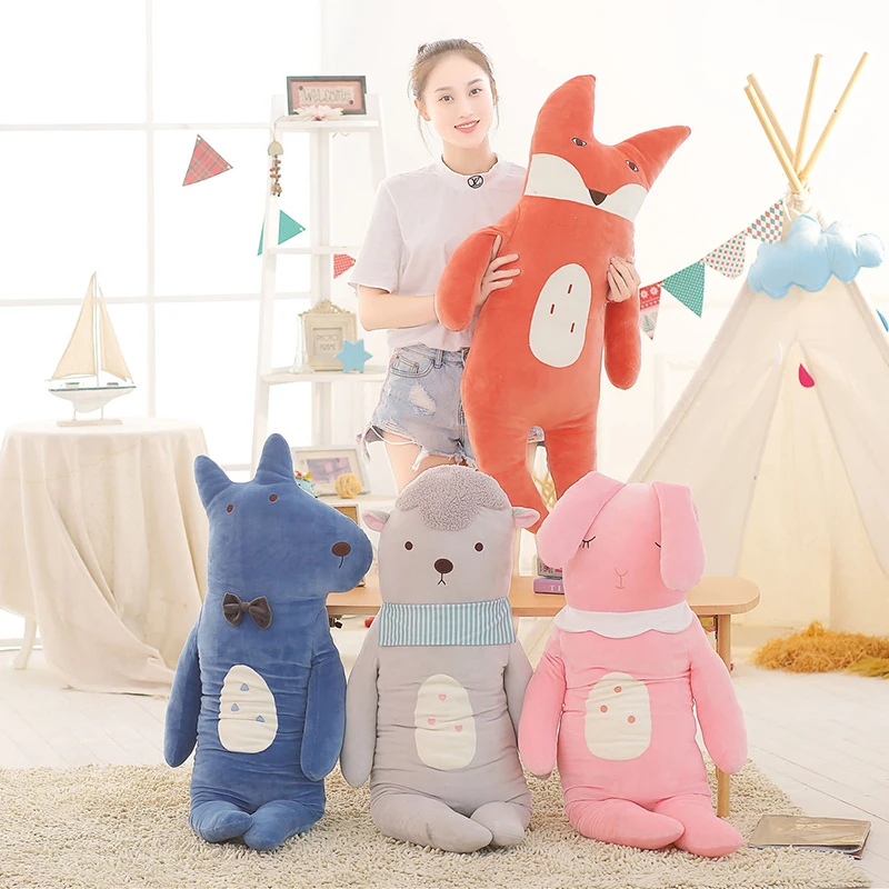 

Soft Animal Cartoon Pillow Cushion Cute Fox Rabbit Wolf Sheep Stuffed Plush Toys Appease Sleeping Toys Lovely kids Birthday Gift