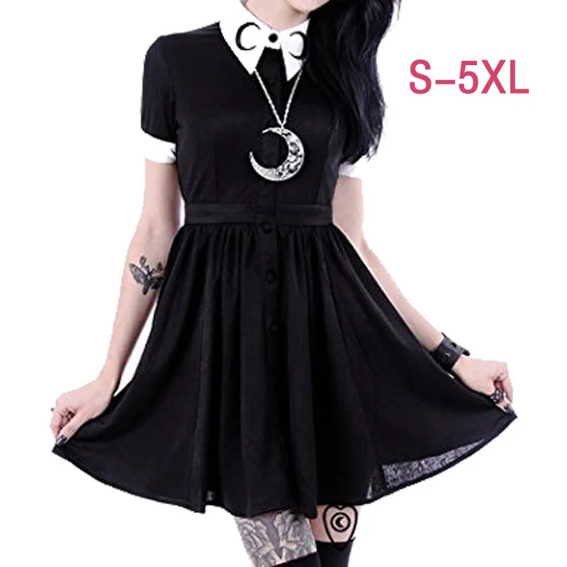 

Customized Restyle with dark gothic metal moon witch suit dress