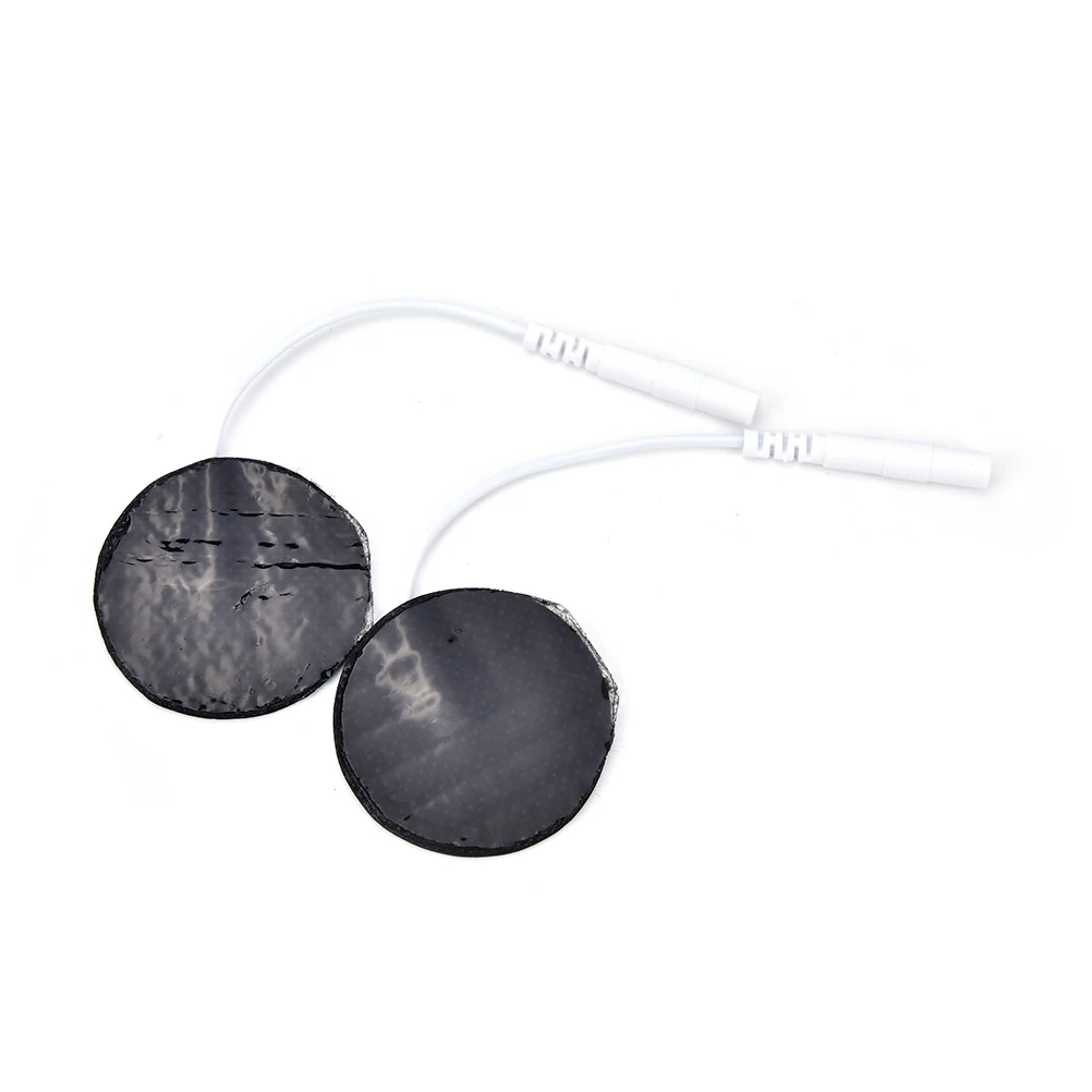 10Pcs Body Massager Round Electrode Pads with Cable for Medium Frequency TENS Therapy Electronic Cervical Vertebra Physiotherapy