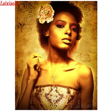 Фото на заказ, алмазная картина, африканская американская женщина, Алмазная мозаика, алмазная вышивка, бисер, сделай сам, 5d Вышивка крестиком, украшение для дома