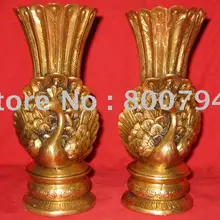 Парные Редкие Потрясающие медные вазы династии Цин Феникс