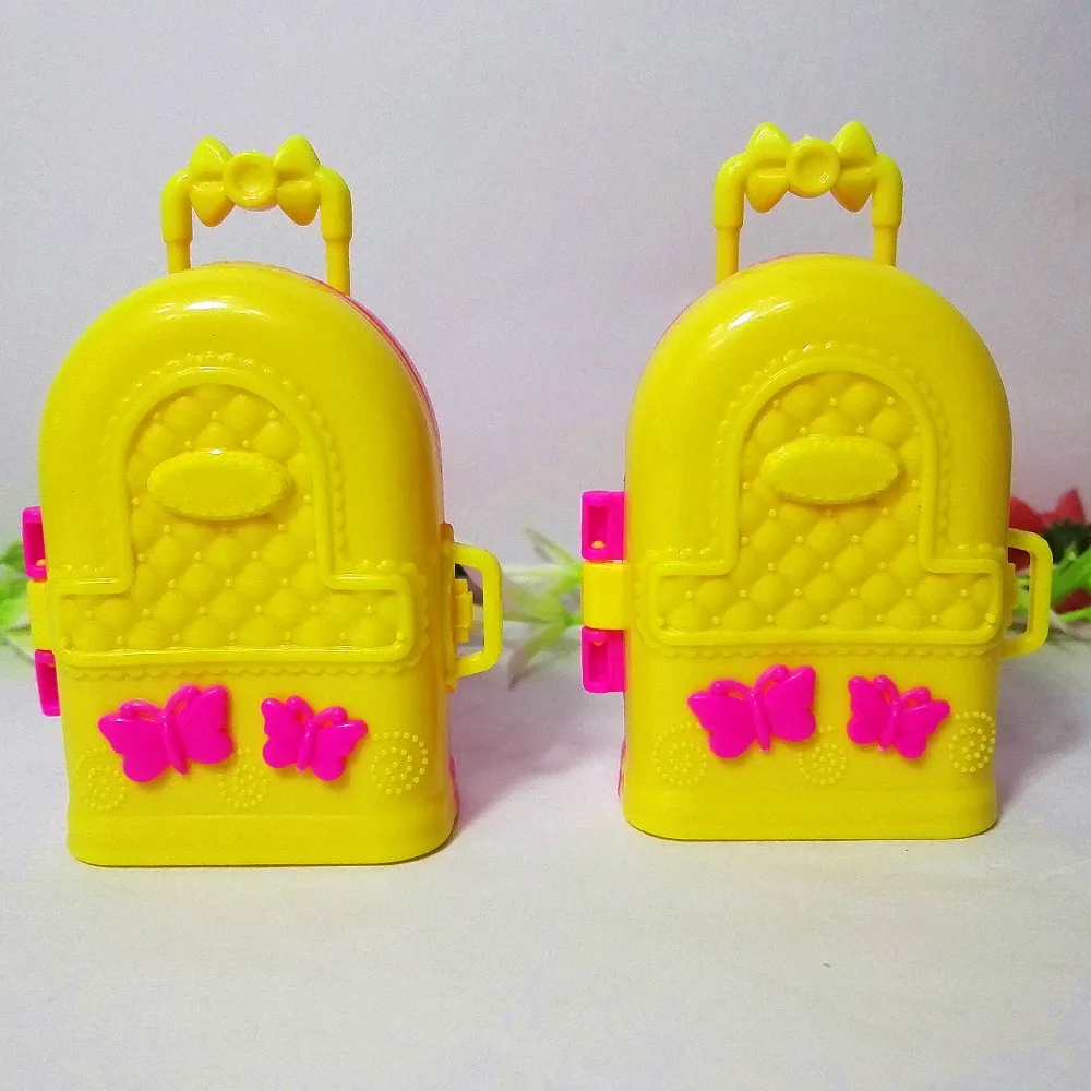 New Kids Toy Plastic 3D Cute Travel Suitcase Luggage Case Trunk For Barbie Doll House Gift Toys Dollhouse Furniture,Toy for girl