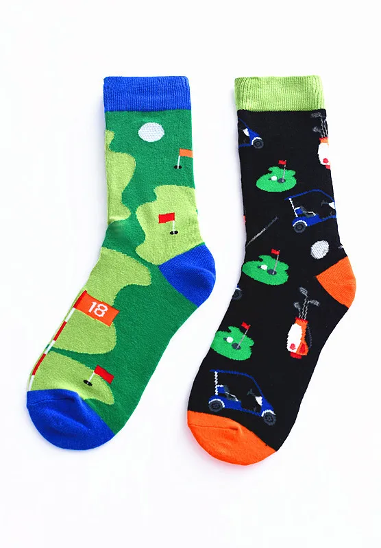 Newly Men Socks Cotton Casual Personality Design Animal fruit Happy left and right Different Socks Gifts for Men Brand Qual - Цвет: 2