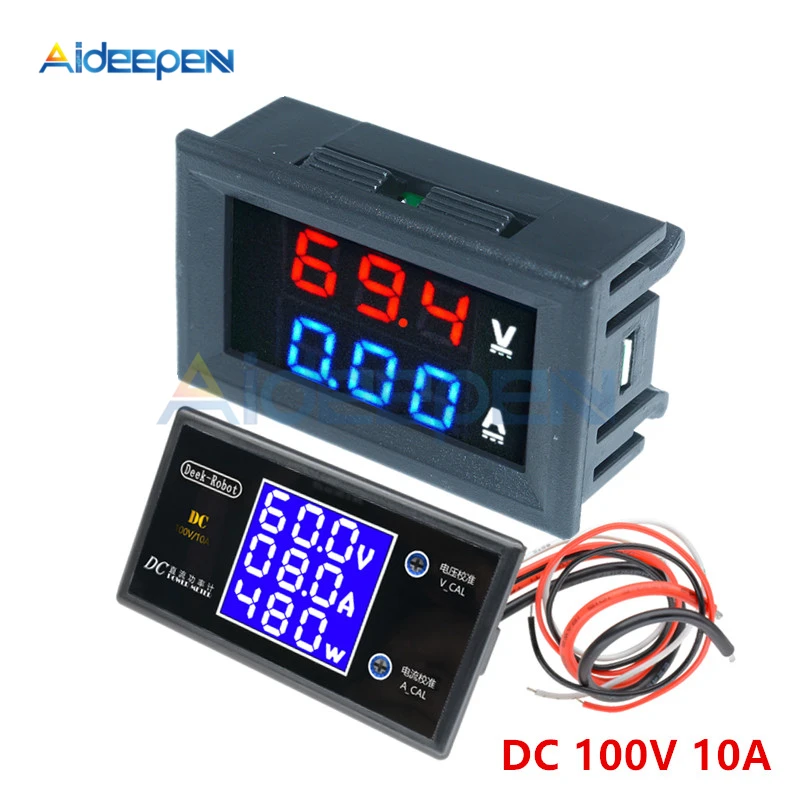 Mini Digital Voltmeter Ammeter DC 100V 10A Voltage Current Wattage