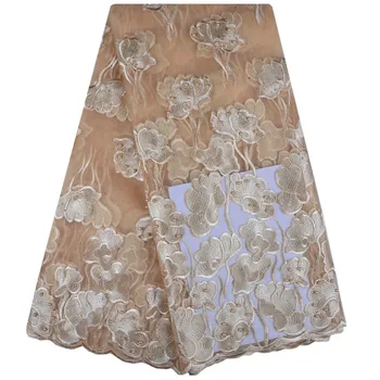 

2018 Latest French Nigerian Laces Fabric High Quality Tulle African Laces Fabric Wedding African French Tulle Lace Gold 1224