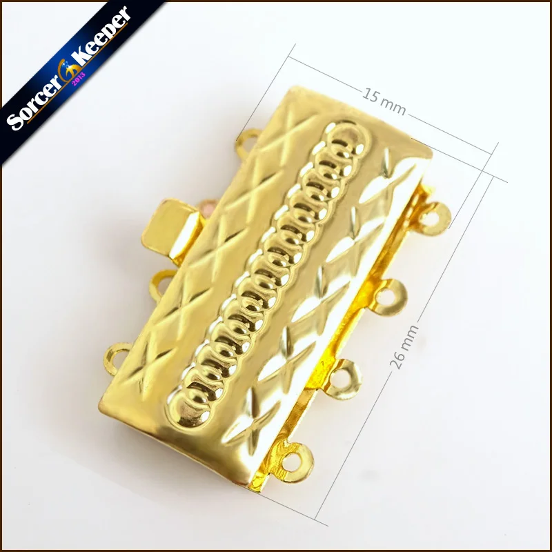 

15x26 mm Gold Plated Metal Copper Toggle Clasp Rectangle Box Rectangular Flower Clasps for Diy Fit Charms Jewelry Making