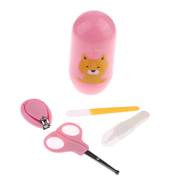 

EHBqna 4pcs Nail Clipper Trimmer Baby Nail Care Set Infant Finger Scissors Cartoon Animal Storage Box Travel Stroller Tools Gift