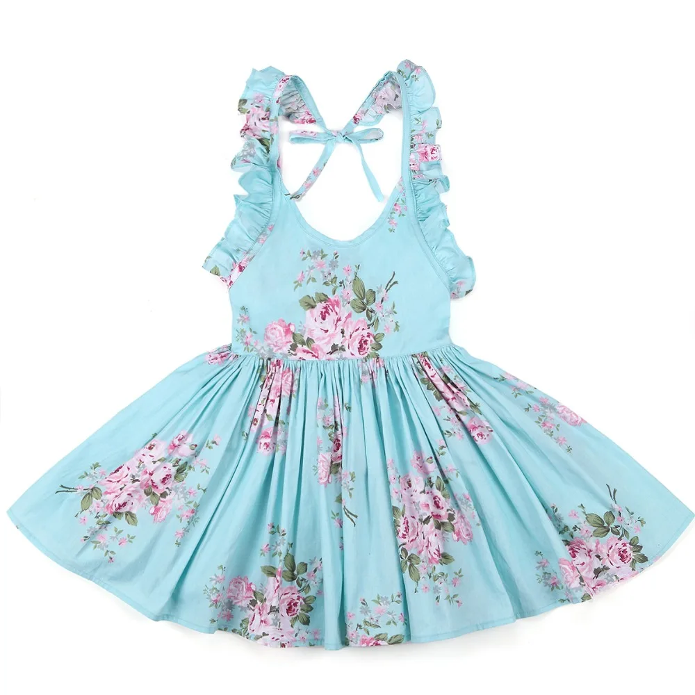 Baby Girls Dress with Hat 2018 Brand Toddler Summer Kids Beach Floral Print Ruffle Princess Party Clothes 1-8Y baby dresses