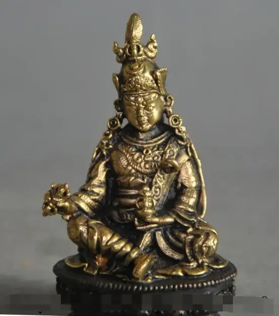 

S3588 Chinese buddhism fane bronze gilt Padmasambhava Guru Rinpoche buddha statue