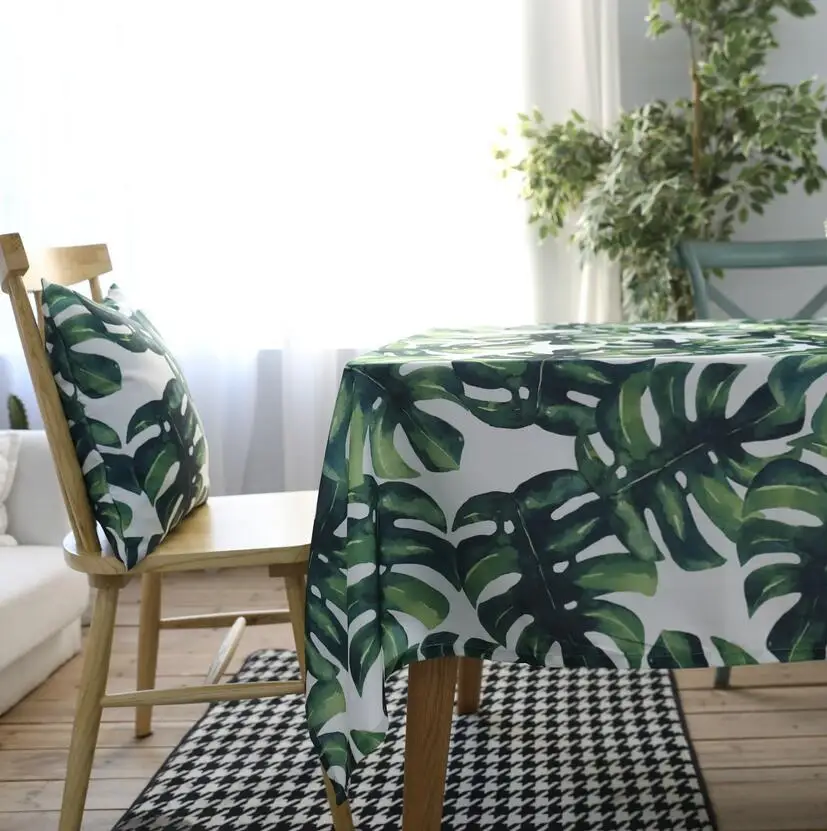 الأخضر يغادر مفارش مستطيلة البوليستر القطن للماء ماركة الأوراق الخضراء مستطيل الجدول القماش غطاء الطاولة الحديثة