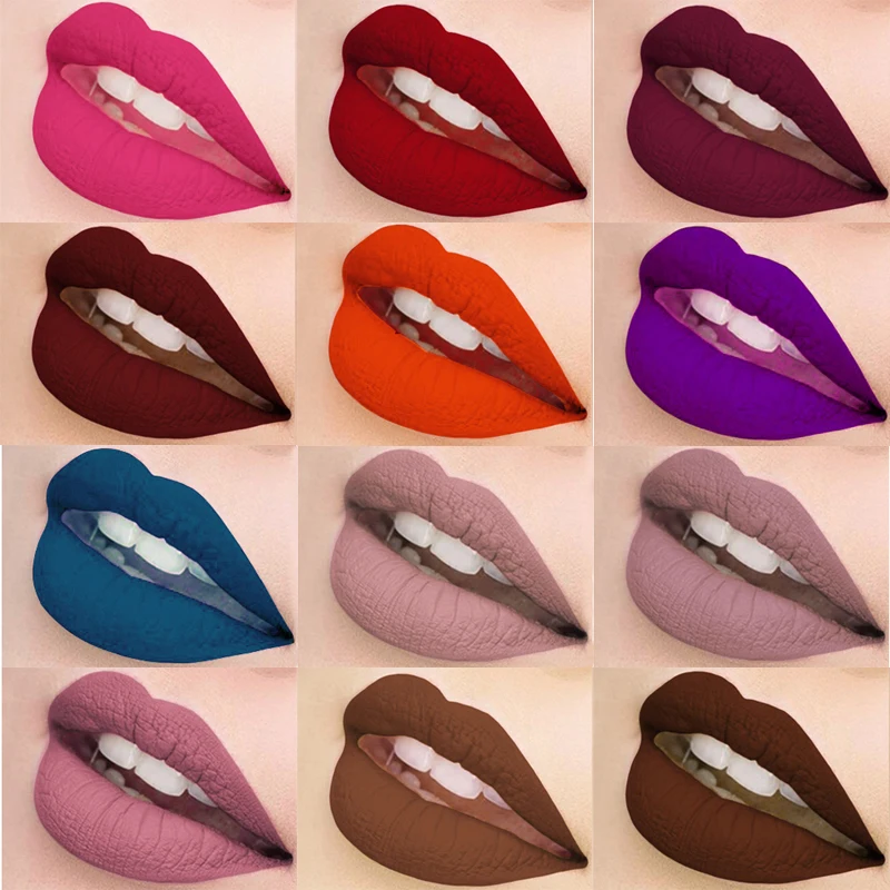 

POPFEEL Matte Velvet Red Pink Lip Gloss Lipgloss Makeup Liquid Lipstick Beauty Professional Lip Cosmetic Waterproof Long Lasting