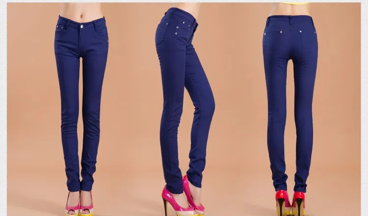 Осенние женские джинсы-карандаш, яркие цвета, средняя талия, полная длина, на молнии, облегающие узкие женские штаны, модные женские джинсы