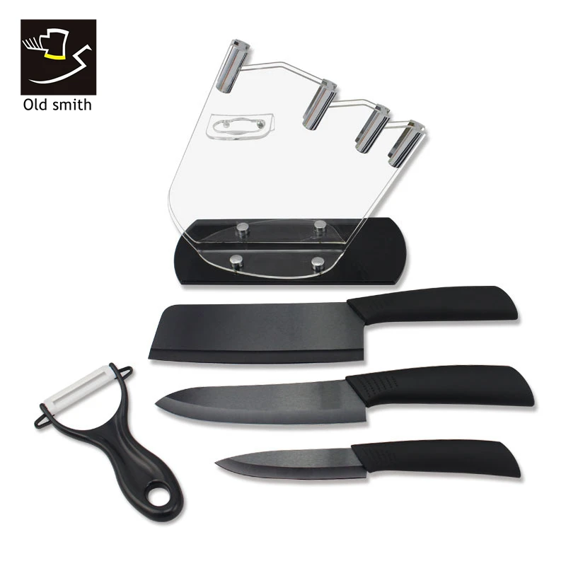 Old Smith New Knife Sets 4&quot 6&quot 6.5'' inch+peeler+Acrylic Holder fruit Chef Kitchen Ceramic kitchen cooking tools | Дом и сад