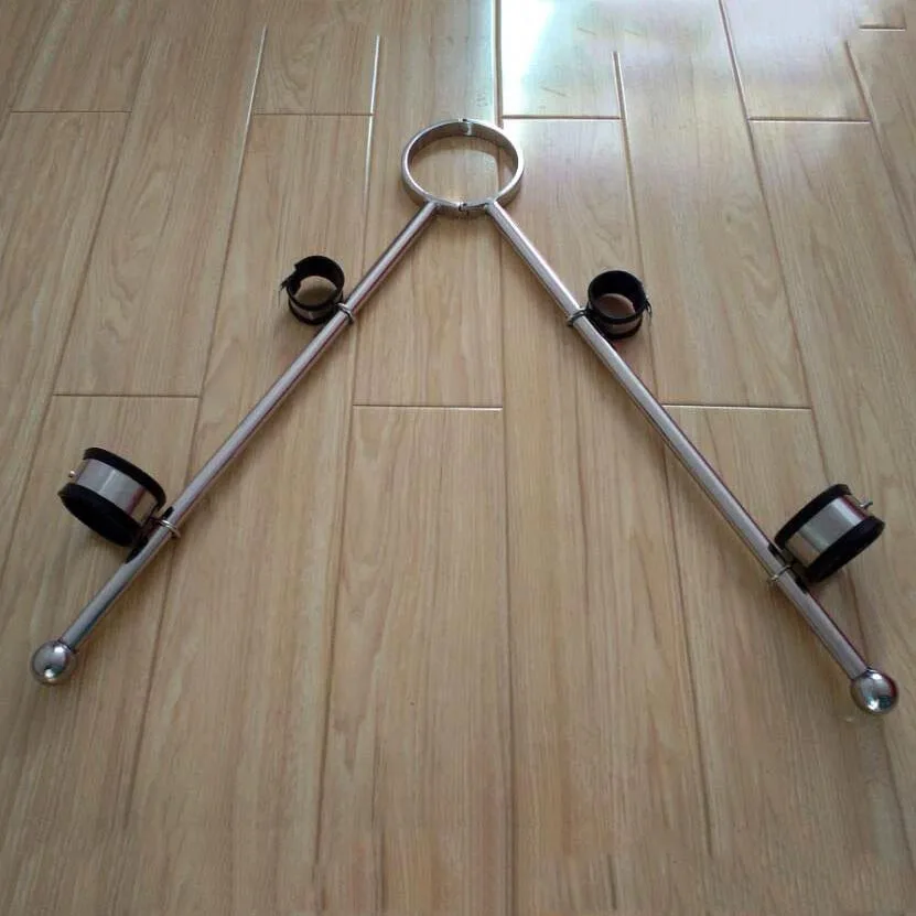 Stainless Steel Spreader Bar Open Legs Torture Device Hand Ankle Cuffs 