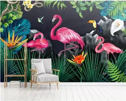 Beibehang на заказ 3D обои ручная роспись тропический лес Фламинго пейзаж художественная роспись детская комната фото 3d обои papel tapiz