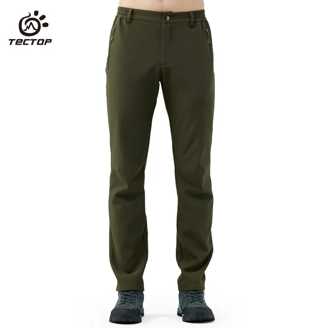 Tectop уличные бархатные брюки для мужчин и женщин мягкие Панталоны Осень Зима Тепловые толстые ветрозащитные теплые походные брюки - Цвет: men army green 7609