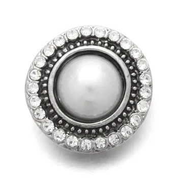 

10pcs/lot DIY Jewelry Accessory Inlay White Crystal Carved Xinnver Snap Button 18mm Fit Snaps Necklaces Free Shipping ZA265