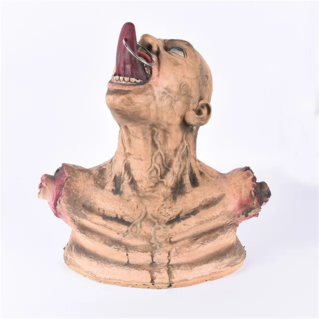 Cheap Nausea Long Tongue Rotten Zombie Halloween Decoration Hanging Ornaments Ghost Corpse Haunted House Escape Decor Props Bloody Toy