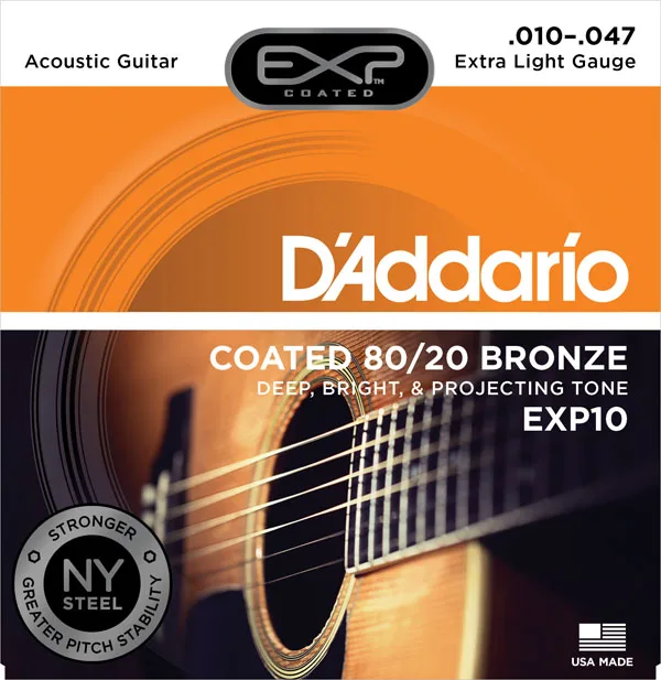 D'Addario EXP с покрытием 80/20 бронзовые для акустической гитары, EXP10 EXP11 EXP12 EXP13 EXP14 EXP36(12-String - Цвет: EXP10