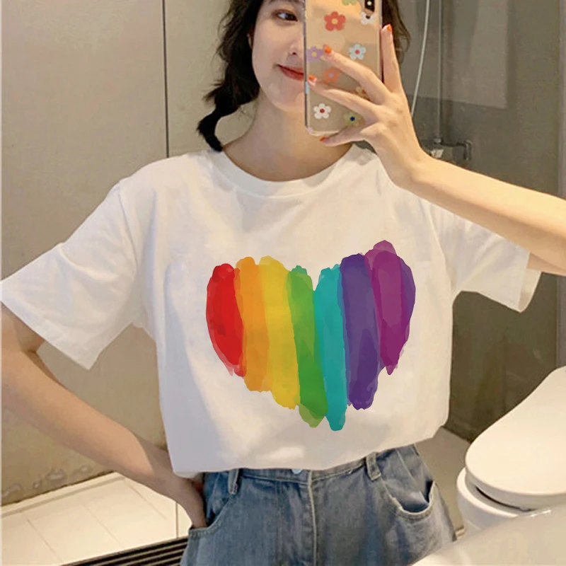 Новая футболка ЛГБТ Харадзюку, женская футболка Ullzang Gay Pride 90 s, футболка с графическим мультяшным принтом, футболка в Корейском стиле, женские футболки - Цвет: 6697