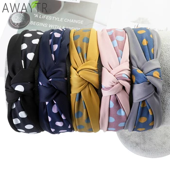 

AWAYTR Dot Stitching Cross Knotting Headband Hairband For Women Girls Leopard Print Wide Hair Hoop Hair Accessories Headwear
