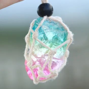

Irregular Handmade Wrap Stone Necklace Healing Natural Stone Necklace Hippie Style Jewelry B061 25*25mm