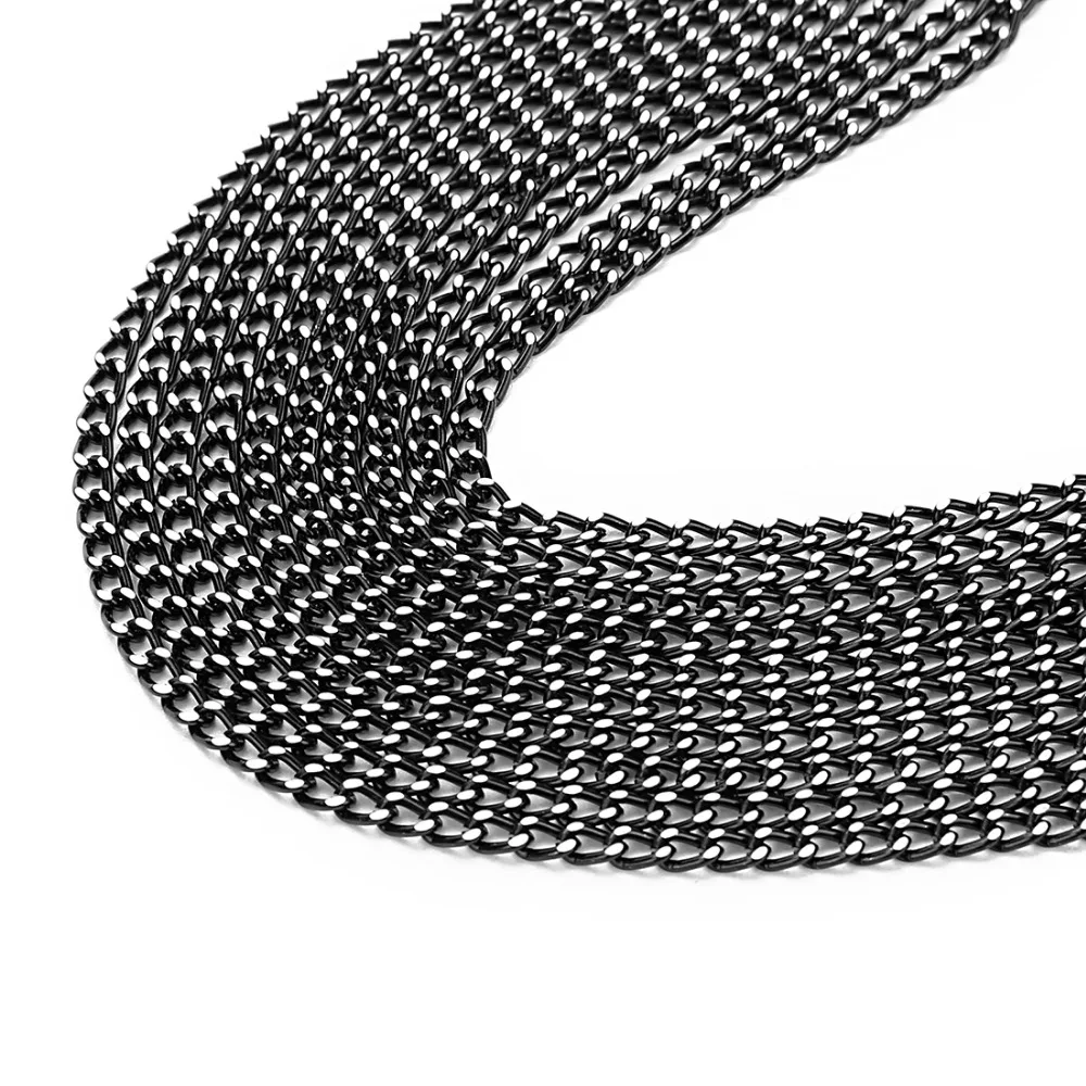 

Ckysee 5Meter/lot 3.5x5x1mm Black Color Bulk Aluminum Chain For Necklace Metal Link Chain Diy Making Craft Material Findings