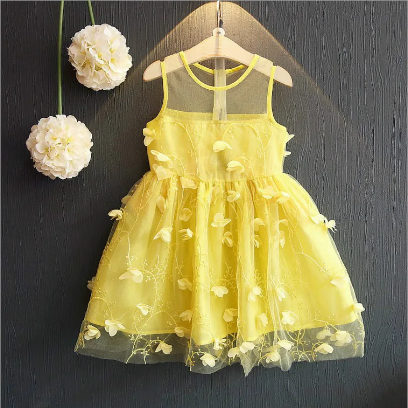 2018 New Pineapple Party Girls Kids Dress Lace Mesh Floral Sleeveless