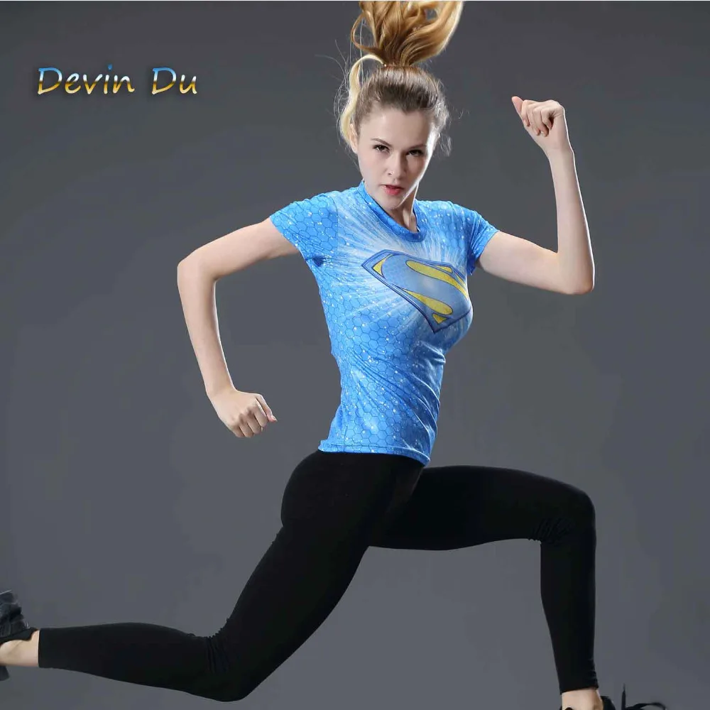 Women Superhero Dry Quick Breathable T Shirts Fitness Exercise T-shirts Tees Tops For Female Camisetas Mujer | Женская одежда