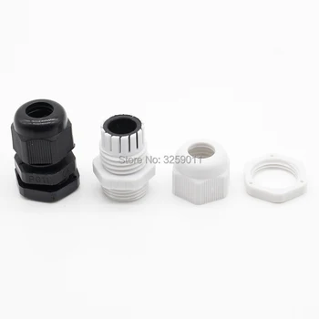 

100PCS Cable Glands PG11 Black White Waterproof Adjustable Nylon Connectors Joints With Gaskets 5-10mm For Electrical Appliances