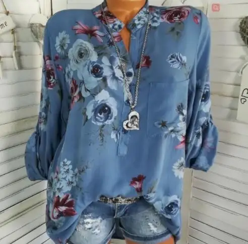 2019 Autumn Fashion Chiffon V-neck Women Blouse Long Sleeve Shirts Floral Plus Size Top Casual Sexy Office Lady Blusas 2019 Autumn Fashion Chiffon V-neck Women Blouse Long Sleeve Shirts Floral Plus Size Top Casual Sexy Office Lady Blusas