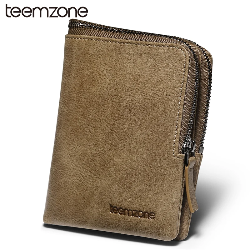 

teemzone New Style Ge Leather Men Wallet Brifold Money Clip Card Receipt Holder ID Photo Pocket Purse Khaki Q607