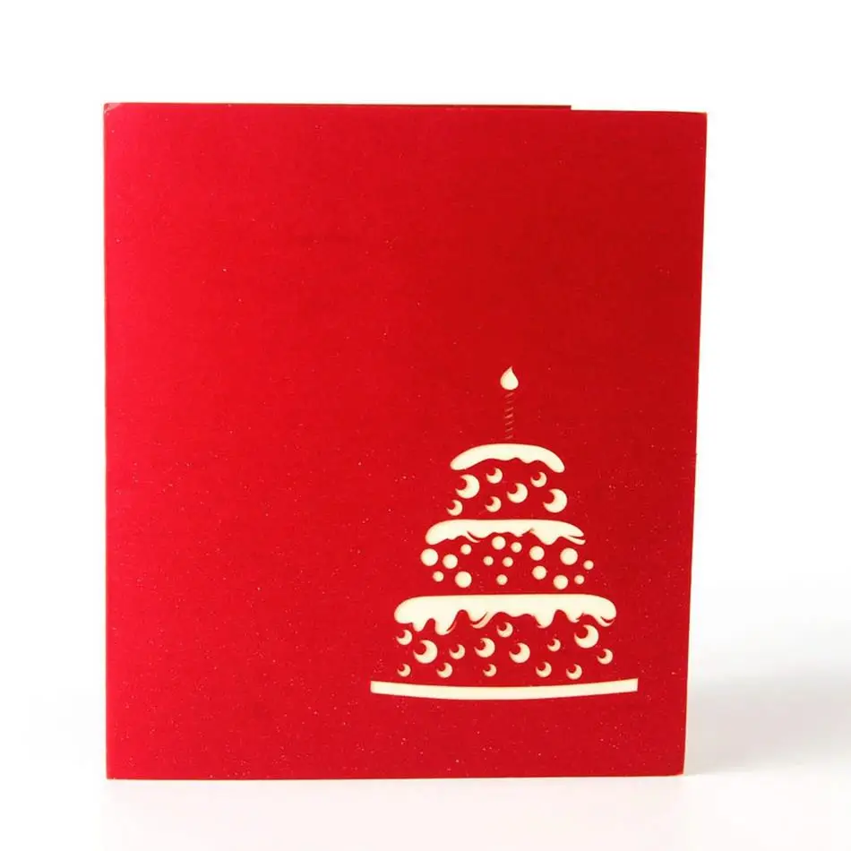3D ручной работы на заказ Пригласительные открытки на день рождения поздравительные открытки поздравительные подарочные открытки старинные лазерные вырезы всплывающие торт 6A0624